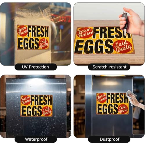 Vintage Farm Fresh Eggs Sign, 8 x 12 Inch Aluminum Metal Sign, - Product Imagery