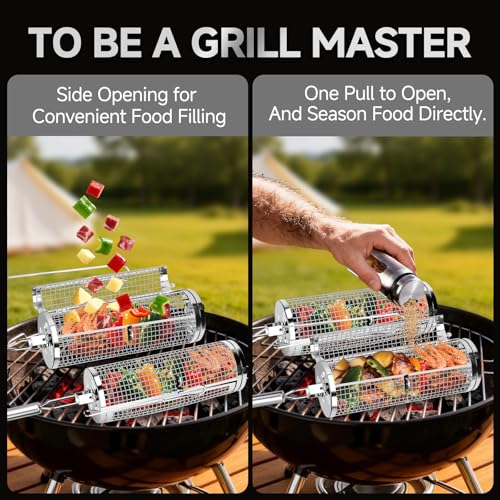 Rolling Grill Baskets,Grill Accessories for Veggies,Gifts for - Product Imagery