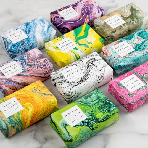 Mistral Marbles French 7 oz Luxury Bar Soap Marbles Dahlia - Product Imagery