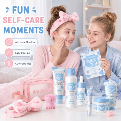 Milk Skin Care Set for Kids & Teens, 12 IN 1 Moisturizing Milk - Product Imagery