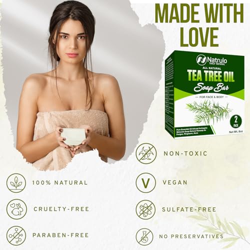 Tea Tree Oil Soap Bar for Face & Body – All Natural Remedy Skin - Product Imagery