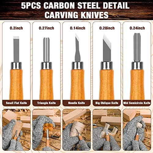 Wood Carving Kit, 23pcs Wood Carving Tools with 4 Wood Carving - Product Imagery