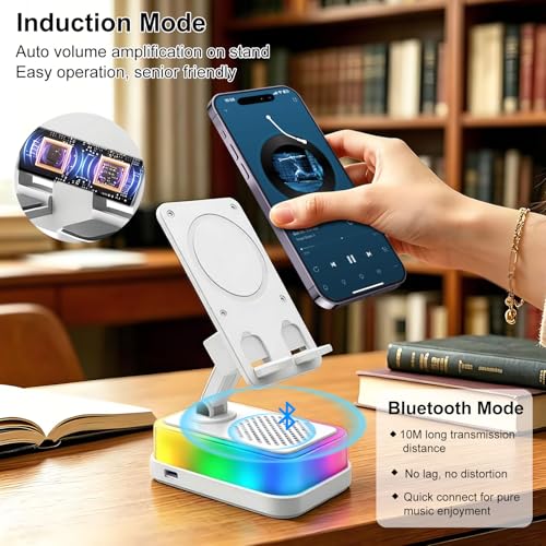 Wireless Induction Speaker, 5-in-1 Bluetooth Speaker with Phone - Product Imagery