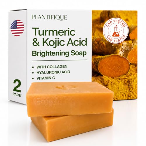 PLANTIFIQUE Kojic Acid and Turmeric Soap for Dark Spots, Lab - Product Imagery