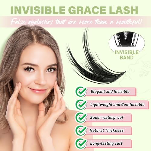 KEYYOU Wink Lash Clusters Kit, Invisible Band with Waterproof at - Product Imagery