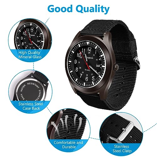 Vicloon Analog Quartz Watch, Military Time Mens Watches with - Product Imagery