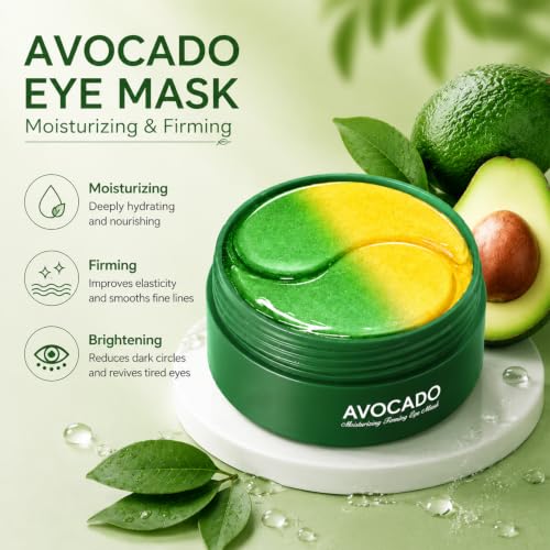 60PCS Avocado Under Eye Patches, Eye Masks for Dark Circles and - Product Imagery