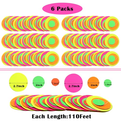 110feet UV Round Dot Paper Neon Garland Streamers Black Light - Product Imagery