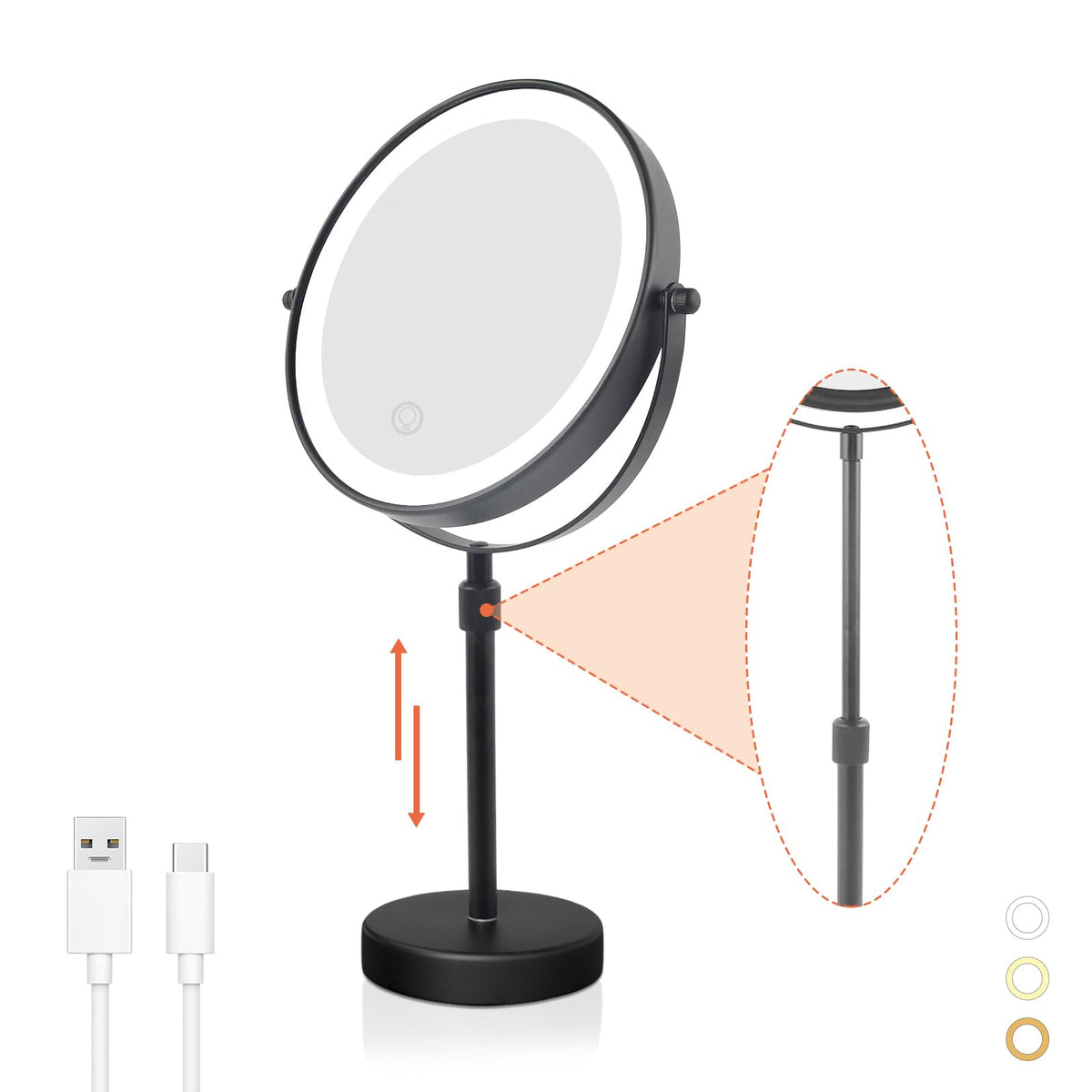 Nicesail LED Lighted Makeup Mirror Tabletop Black 8 Inch 10X - Nicesail Official Imagery - 2