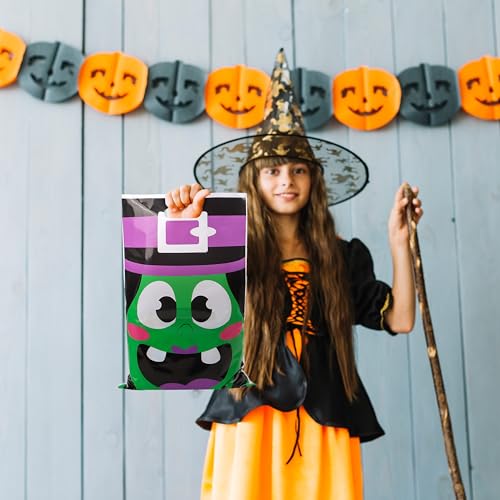 JOYIN 72 Pcs Halloween Bags, Plastic Goodie Bag in 6 Designs for - Product Imagery