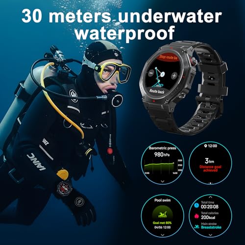 Military Smart Watch for Men Women,1.5" HD Touchscreen Rugged - Product Imagery