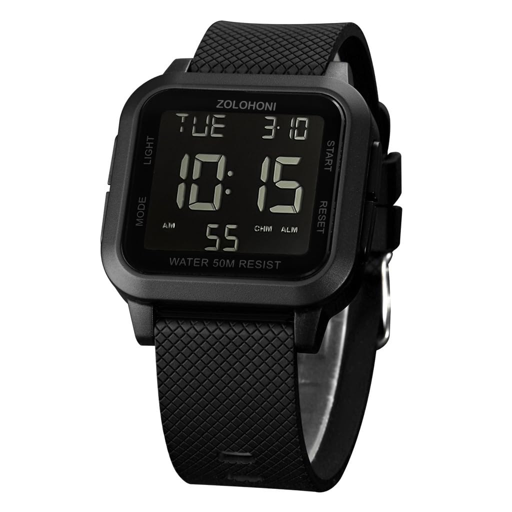 Mens Digital Watches for Men Waterproof Large Square Wrist Watch - Product Imagery