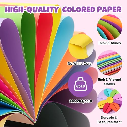 100 Sheets 8.5" X 11" Colored Cardstock, 50 Colors Card Stock - Product Imagery