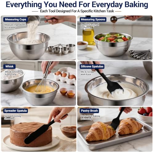 WEPSEN Mixing Bowls Set, 25PCS Stainless Steel Mixing Bowl with - Product Imagery