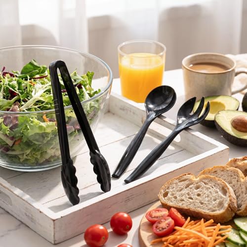 Plastic Serving Utensils Set, Disposable Tongs Spoons for Buffet - Product Imagery