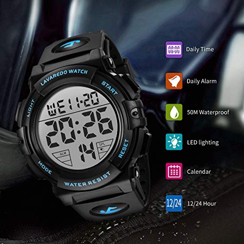 L LAVAREDO Mens Digital Watch Sports Military Watches Waterproof - Product Imagery