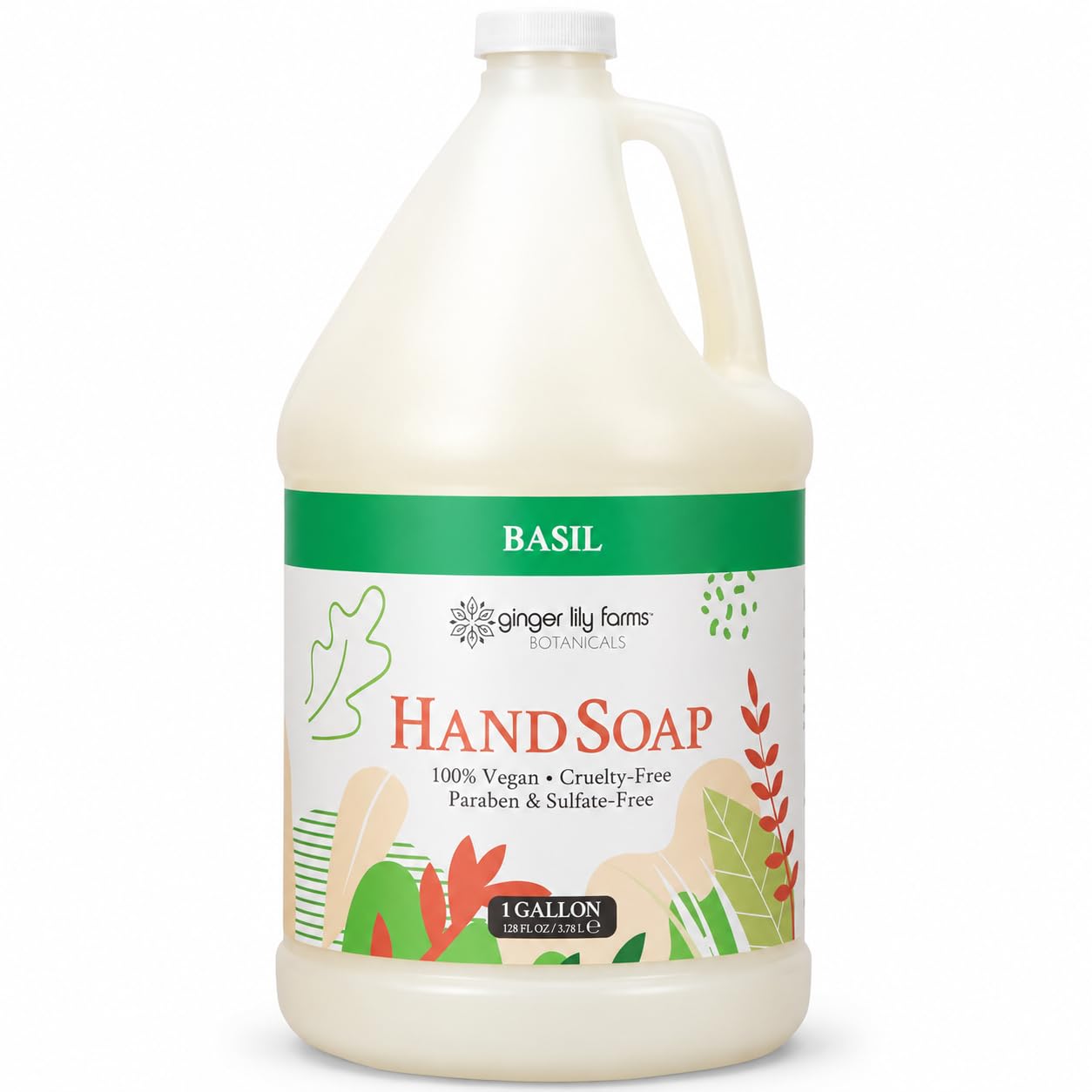 Ginger Lily Farms 1 gal All-Purpose Liquid Hand Soap Refill, Basil Scent