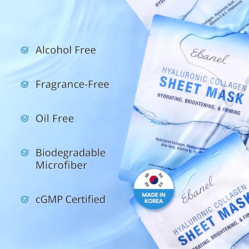 Ebanel 10-Pack Collagen Face Mask with Hyaluronic Acid, Vitami... - Product Imagery