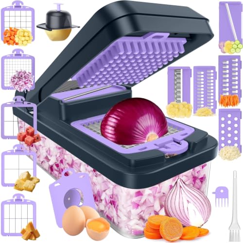 15-in-1 Vegetable Chopper with 10 Blades, Food Veggie Cutter, - Product Imagery