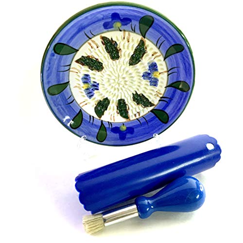 Premium Ceramic Garlic Grater Plate Set - Blue Lavender Plant - Product Imagery