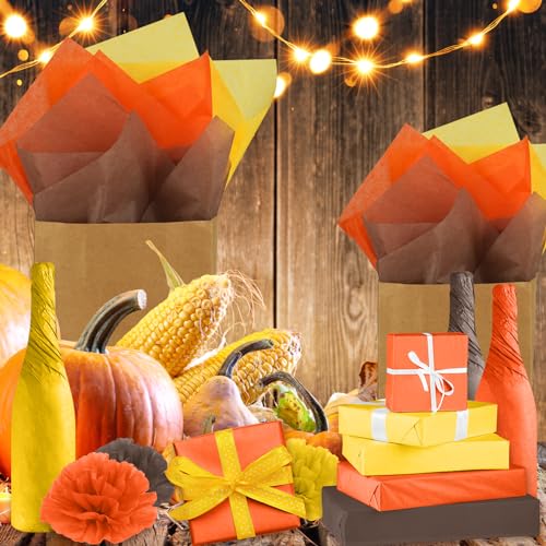 NEBURORA 60 Sheets Fall Tissue Paper Set Thanksgivings Gift - Product Imagery