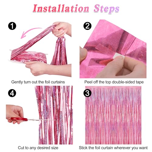 2 Pack Glitter Pink Backdrop, 3.28 FT x 7.05 FT Birthday Party - Product Imagery