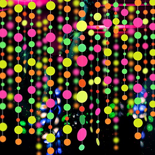 110feet UV Round Dot Paper Neon Garland Streamers Black Light - Product Imagery