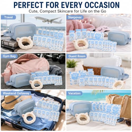 47 PCS Milk Travel Skincare Set, Mini Skin Care Kit for Women, - Product Imagery