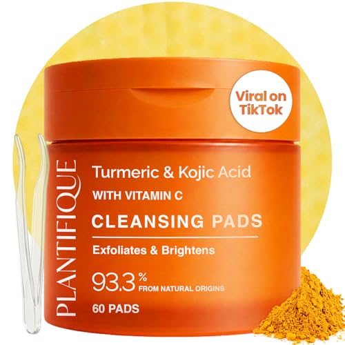 PLANTIFIQUE Kojic Acid & Turmeric Cleansing Pads for Dark Spots, - Product Imagery