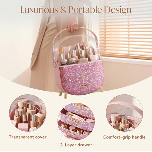 Bling Makeup Organizers for Teen Girl Gifts, Cosmetic Display - Product Imagery