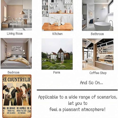 Vintage The Countrylife Cow Metal Tin Sign, 8x12 Inch Aluminum, - Product Imagery