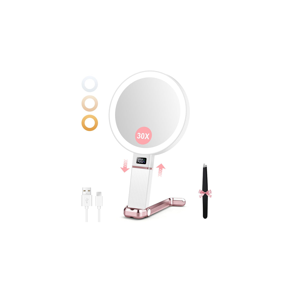 MIYADIVA Travel Makeup Mirror with Lights Height Adjustable - MIYADIVA Official Imagery - 2
