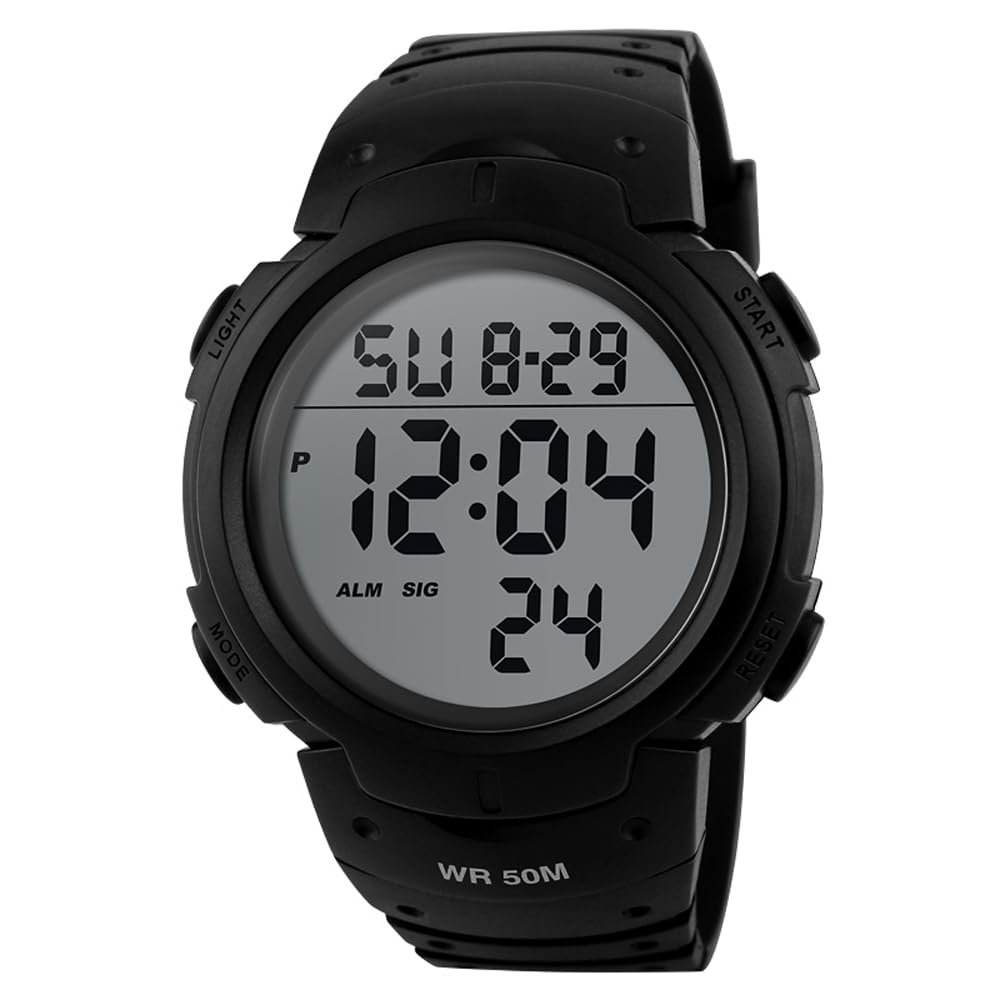 PASOY Men's Simple Outdoor Sports Digital Watch Waterproof Swim 50MM - View 2