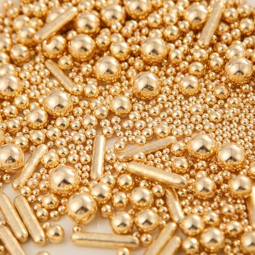 Edible Gold Pearl Sprinkles Cake Decoration Cupcake Topper - Product Imagery
