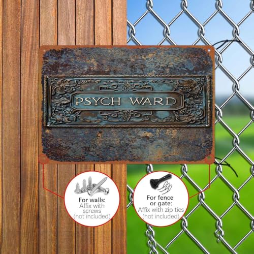 Vintage Psych Ward Sign, 8x12 Inch Aluminum Metal Sign, Retro - Product Imagery
