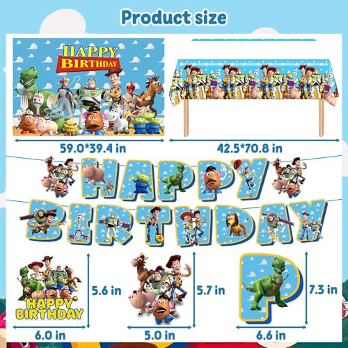 Cartoon Birthday Party Decorations, Toy Themed Party Supplies - Product Imagery