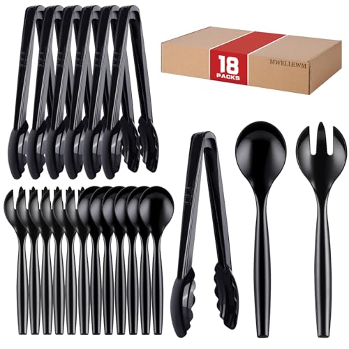 Plastic Serving Utensils Set, Disposable Tongs Spoons for Buffet - Product Imagery