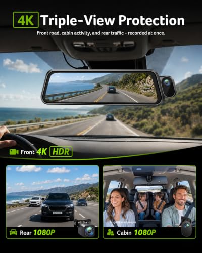 Acer Gadget 3 Channel 4K Rear View Mirror Camera, Mirror Dash - Product Imagery