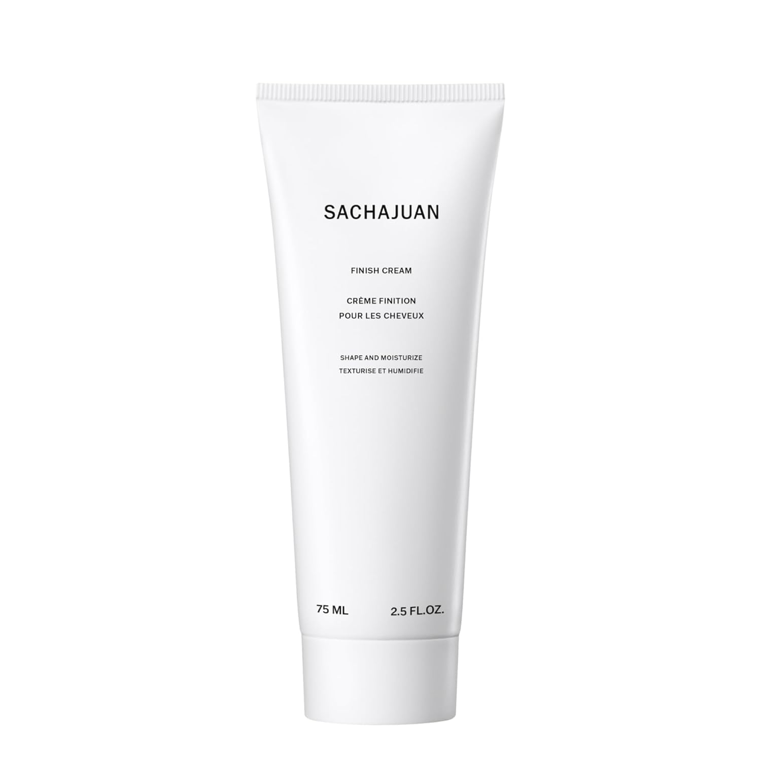 Elefair SachaJuan Finish Cream Shape and Moisture in 75ml jar, showcasing the creamy hair styling product with a white and silver packaging.