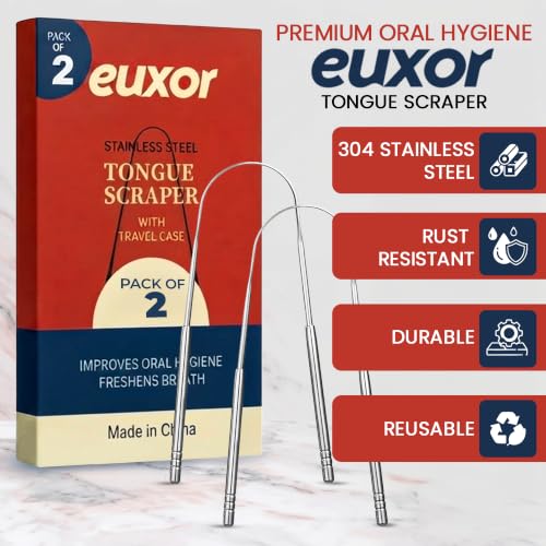 Tongue Scraper Cleaner (2 Pcs) Best Stainless Steel Tongue - Product Imagery