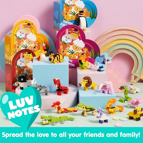 JOYIN 24 Packs Valentines Animal Building Blocks with Hearts - Product Imagery