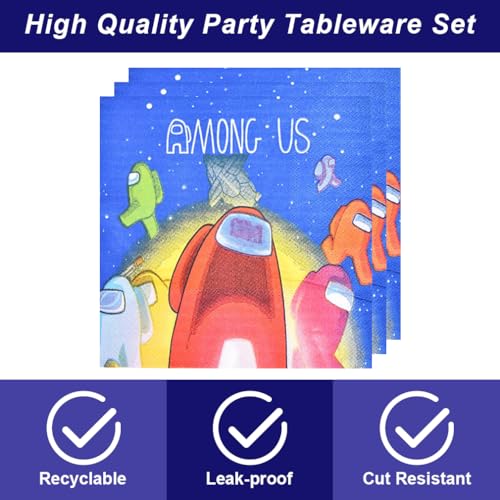 40Pck Among Game Party Supplies include 20 plates, 20 napkins - Product Imagery