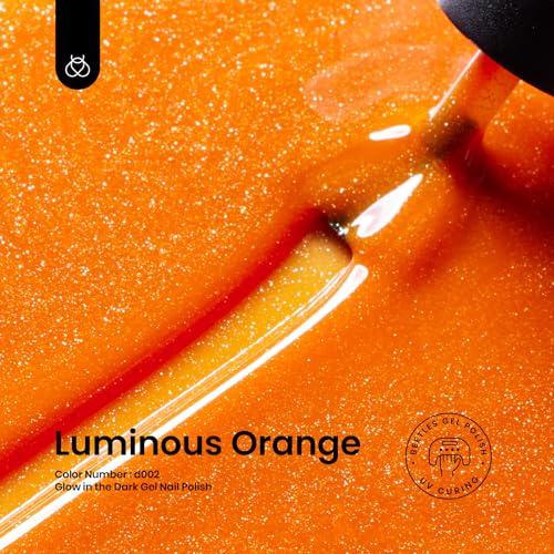 Beetles Halloween Gel Nail Polish – Luminous Orange Gel Polish - Product Imagery