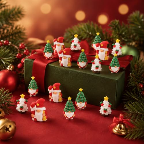60 Pcs Mini Christmas Gnomes Figurines, Tiny Gnomes Figures for - Product Imagery