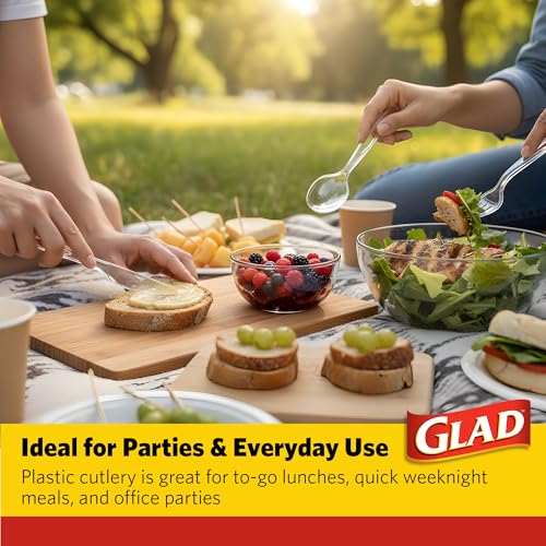 Glad Clear Disposable Cutlery Set, Forks Knives and Spoons, 240 - Product Imagery