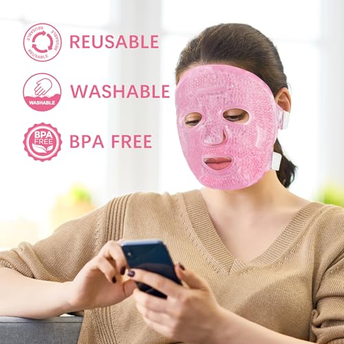 LotFancy Face Ice Pack, Reusable Ice Face Mask, Gel Bead Cold - Product Imagery