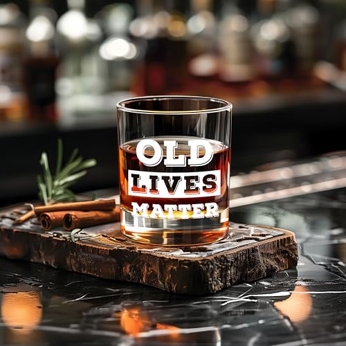 LIGHTEN LIFE Old Lives Matter Whiskey Glass Set 12 oz, Bourbon - Product Imagery