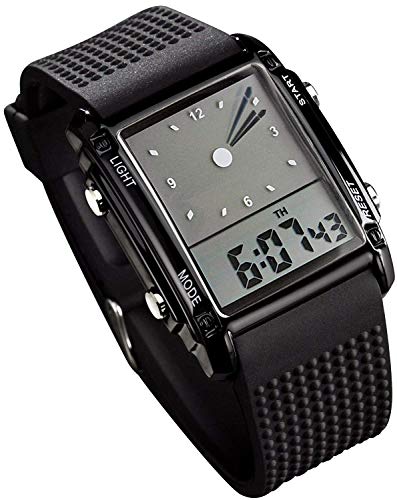 FANMIS Men's Rectangle Analog Digital Sports Watch 50M LED - Product Imagery