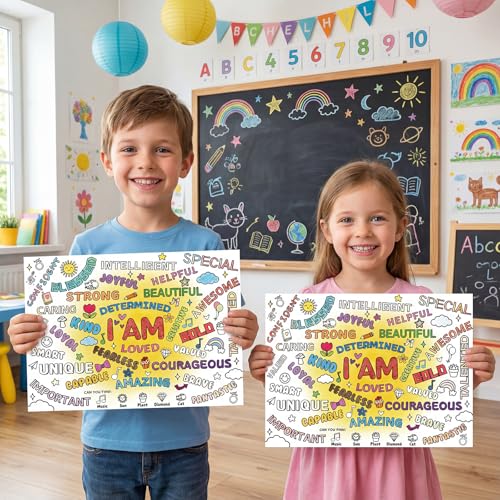 45pcs Positive Affirmations Disposable Coloring Placemats - Product Imagery