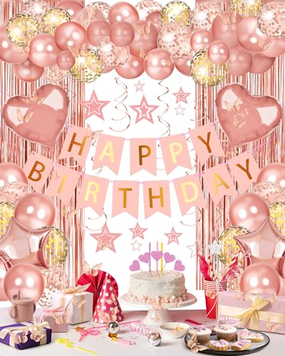 Happy Birthday Party Decorations with Banner Balloons for Women - Product Imagery